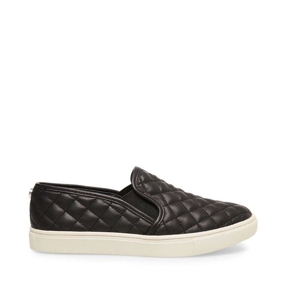 Steve Madden ECENTRCQ Black Leather Quilted Slip-On Sneakers - Size 6 - Picture 1 of 16